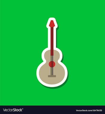Paper sticker on stylish background guitar vector image