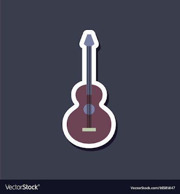 Paper sticker on stylish background guitar vector image