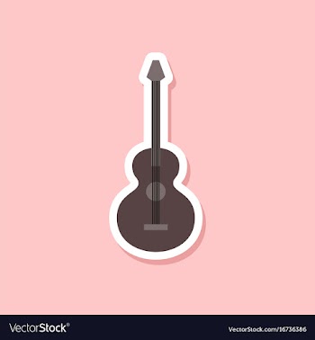 Paper sticker on stylish background guitar vector image