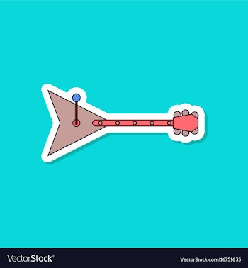 Paper sticker on stylish background guitar vector image