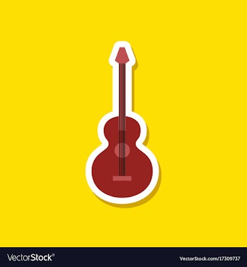 Paper sticker on stylish background guitar vector image