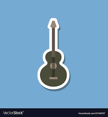 Paper sticker on stylish background guitar vector image