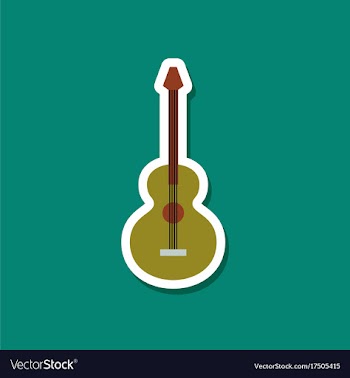 Paper sticker on stylish background guitar vector image