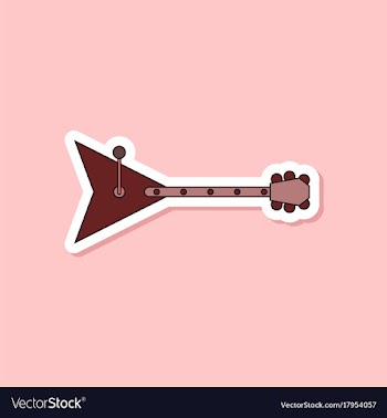 Paper sticker on stylish background guitar vector image