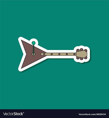 Paper sticker on stylish background guitar vector image