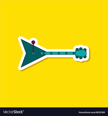 Paper sticker on stylish background guitar vector image