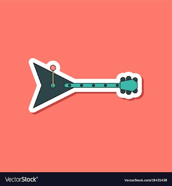 Paper sticker on stylish background guitar vector image