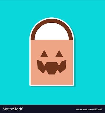Paper sticker on stylish background halloween bag vector image