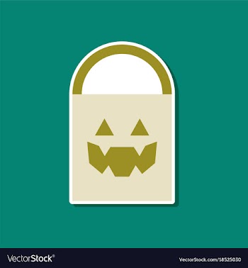 Paper sticker on stylish background halloween bag vector image