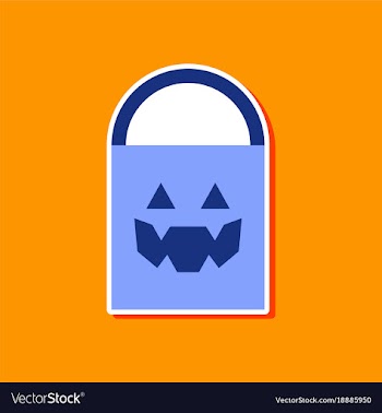 Paper sticker on stylish background halloween bag vector image