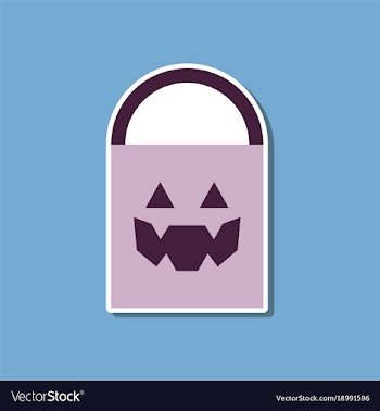 Paper sticker on stylish background halloween bag vector image