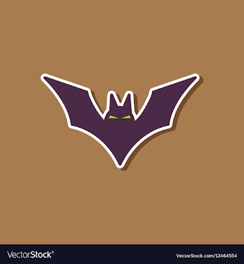 Paper sticker on stylish background halloween bat vector image