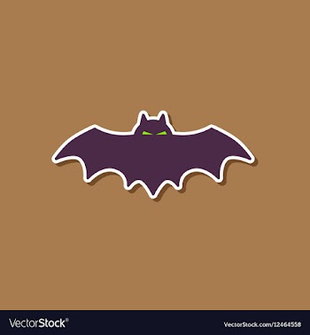 Paper sticker on stylish background halloween bat vector image