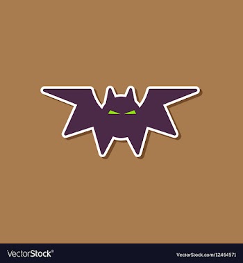 Paper sticker on stylish background halloween bat vector image
