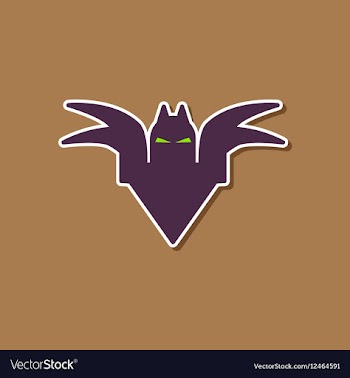 Paper sticker on stylish background halloween bat vector image