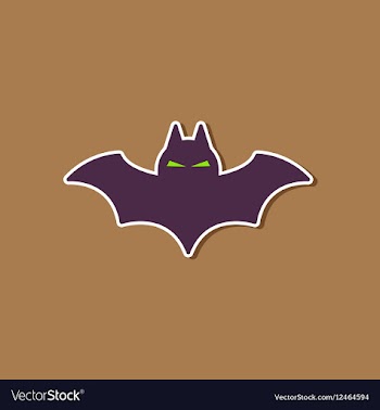 Paper sticker on stylish background halloween bat vector image
