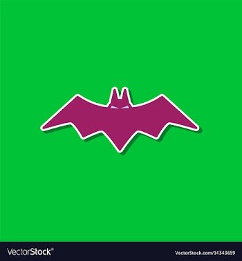 Paper sticker on stylish background halloween bat vector image