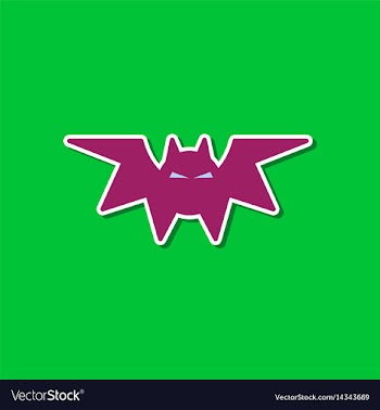 Paper sticker on stylish background halloween bat vector image