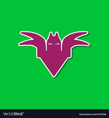 Paper sticker on stylish background halloween bat vector image