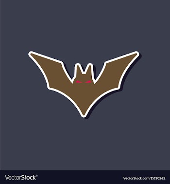 Paper sticker on stylish background halloween bat vector image