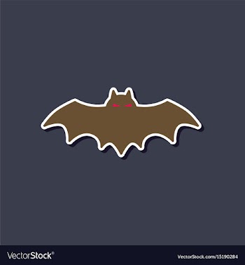 Paper sticker on stylish background halloween bat vector image