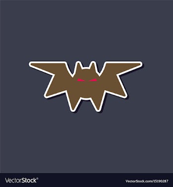 Paper sticker on stylish background halloween bat vector image