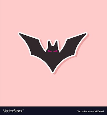 Paper sticker on stylish background halloween bat vector image