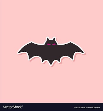 Paper sticker on stylish background halloween bat vector image