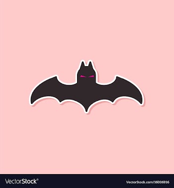 Paper sticker on stylish background halloween bat vector image