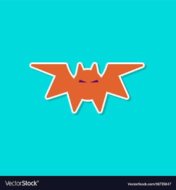 Paper sticker on stylish background halloween bat vector image