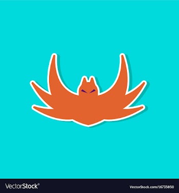 Paper sticker on stylish background halloween bat vector image