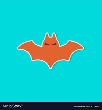 Paper sticker on stylish background halloween bat vector image