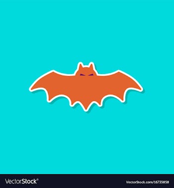 Paper sticker on stylish background halloween bat vector image