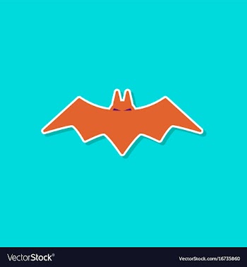 Paper sticker on stylish background halloween bat vector image