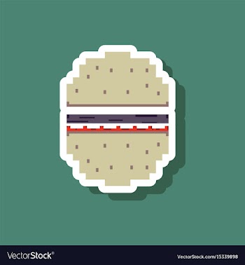 Paper sticker on stylish background hamburger vector image