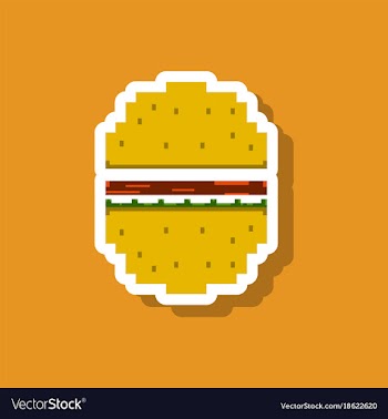 Paper sticker on stylish background hamburger vector image