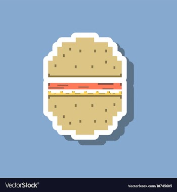 Paper sticker on stylish background hamburger vector image