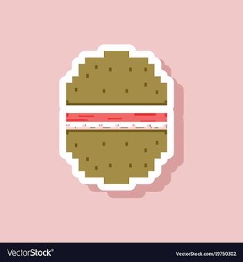 Paper sticker on stylish background hamburger vector image