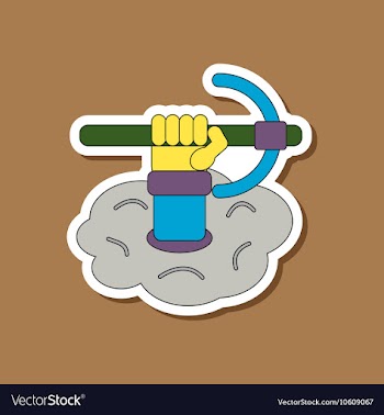 Paper sticker on stylish background hammer in hand vector image