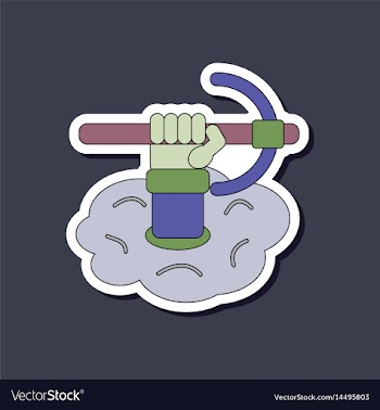 Paper sticker on stylish background hammer in hand vector image