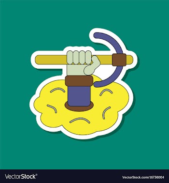 Paper sticker on stylish background hammer in vector image