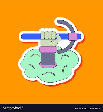 Paper sticker on stylish background hammer in vector image