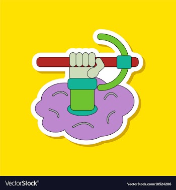 Paper sticker on stylish background hammer in vector image
