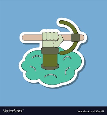 Paper sticker on stylish background hammer in vector image