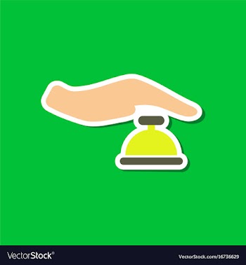 Paper sticker on stylish background hand bell vector image