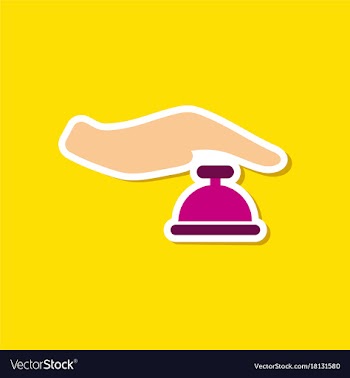 Paper sticker on stylish background hand bell vector image