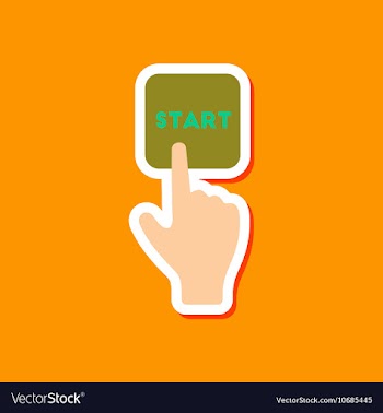 Paper sticker on stylish background hand button vector image
