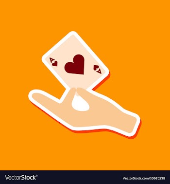 Paper sticker on stylish background hand playing vector image