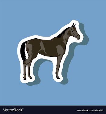 Paper sticker on stylish background horse vector image