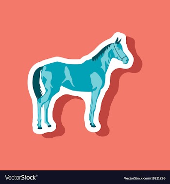 Paper sticker on stylish background horse vector image